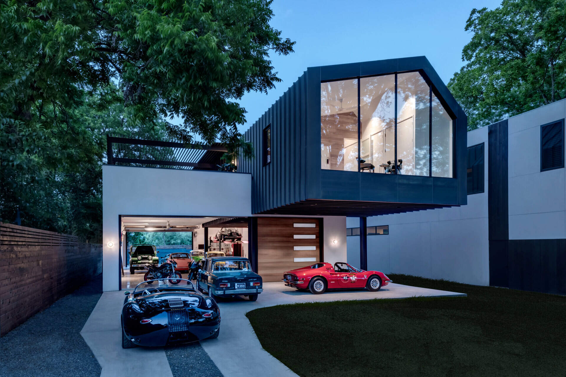 A modern house designed for vintage car lovers.
