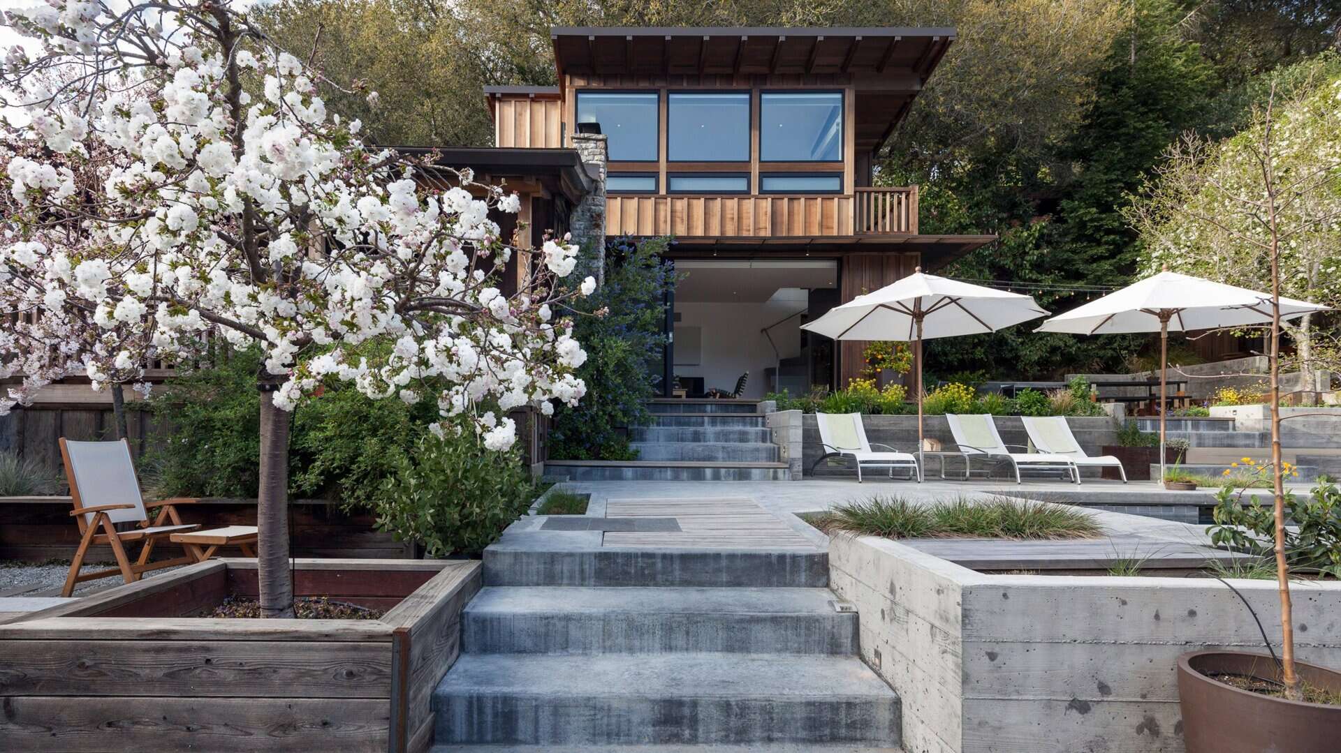 The Shack combines original redwood siding with a board and batten addition, blending old charm with modern style.